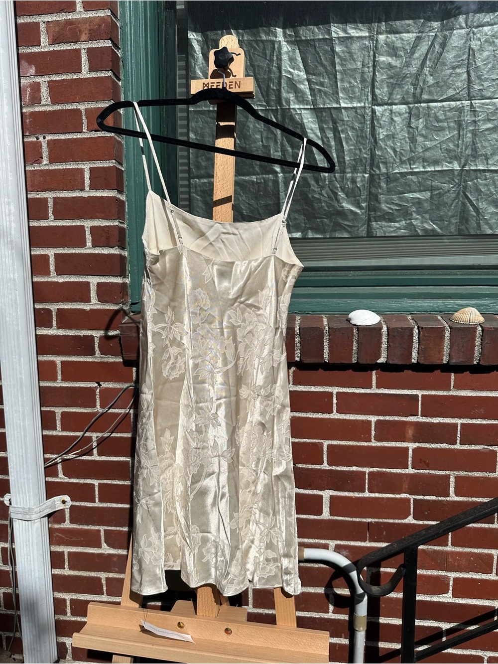 Reformation Lilibeth Mini Slip Dress in Champagne Floral Jacquard - Picture 3 of 5